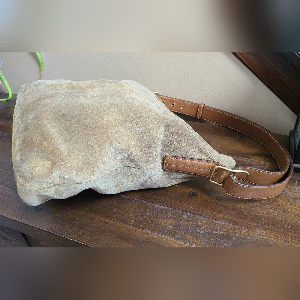 Coach Suede Olive Green Shoulder Bag 9324 - Picture 9 of 16